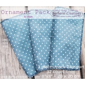   Overdyed 32 count linen ORNAMENT PACK - Blue Dotty 8x8 inch 30x30 cm