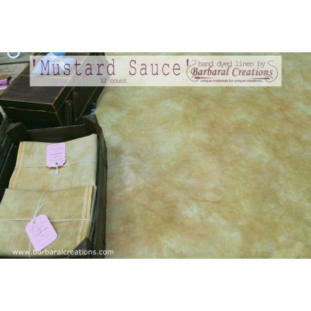 Hand dyed 32 count linen - Mustard Sauce fat quarter