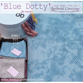 Overdyed 32 count linen - Blue Dotty 19x13 inch 50x35 cm