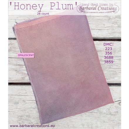Hand dyed 28 count OPALESCENT linen - Honey Plum