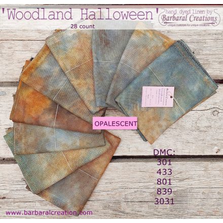 Hand dyed 28 count OPALESCENT linen - Woodland Halloween