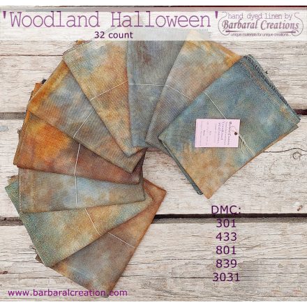 Hand dyed 32 count linen -Woodland Halloween fat quarter