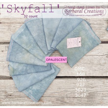 Hand dyed 32 count OPALESCENT linen - Skyfall