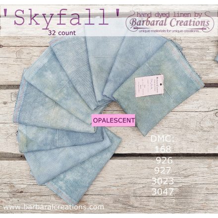 Hand dyed 32 count OPALESCENT linen - Skyfall fat quarter