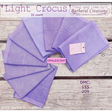 Hand dyed 32 count OPALESCENT linen - Light Crocus