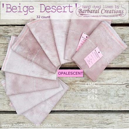 Hand dyed 32 count OPALESCENT linen - Beige Desert fat quarter