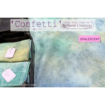 Hand dyed 32 count OPALESCENT linen - Confetti