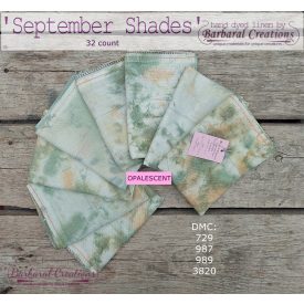   Hand dyed 32 count OPALESCENT linen - September Shades fat quarter