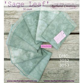 Hand dyed 32 count OPALESCENT linen - Sage Leaf fat quarter