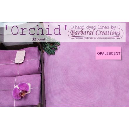 Hand dyed 32 count OPALESCENT linen - Orchid
