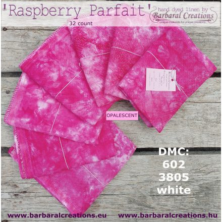 Hand dyed 32 count OPALESCENT linen - Raspberry Parfait fat quarter