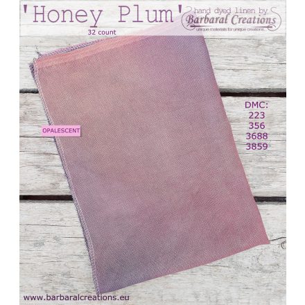 Hand dyed 32 count OPALESCENT linen - Honey Plum fat quarter