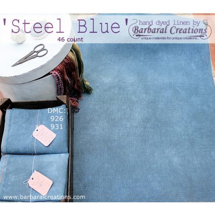 Hand dyed 46 count linen - Steel Blue