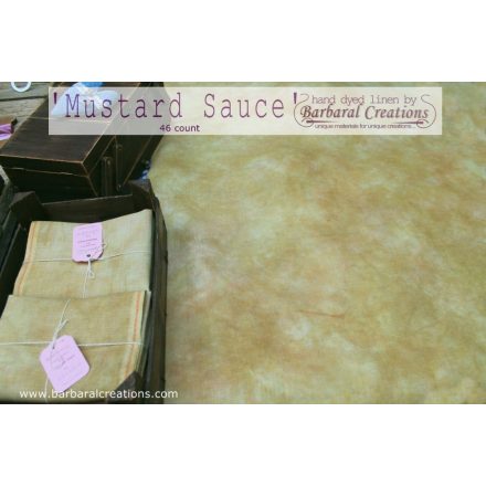 Hand dyed 46 count linen - Mustard Sauce fat quarter