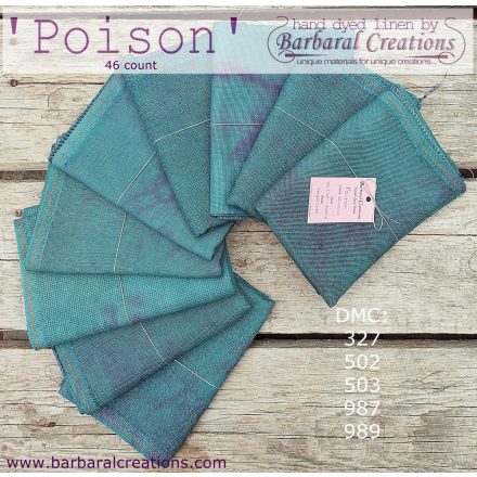Hand dyed 46 count linen - Poison