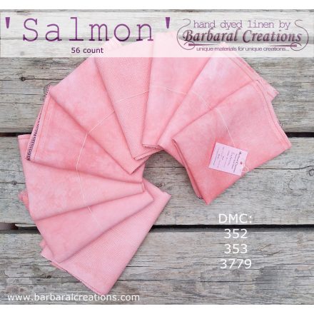 Hand dyed 56 count linen - Salmon