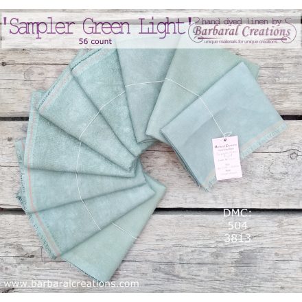 Hand dyed 56 count linen - Sampler GREEN Light