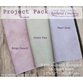   Hand dyed 56 count PROJECT PACK linen fabrics for cross stitch, hardanger, and other hand embroidery