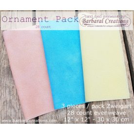 Hand dyed 28 count ORNAMENT PACK evenweave fabrics for cross stitch, hardanger, and other hand embroidery 
