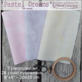  Hand dyed 28 count ORNAMENT PACK evenweave fabrics for cross stitch, hardanger, and other hand embroidery 'Pastel Dreams'