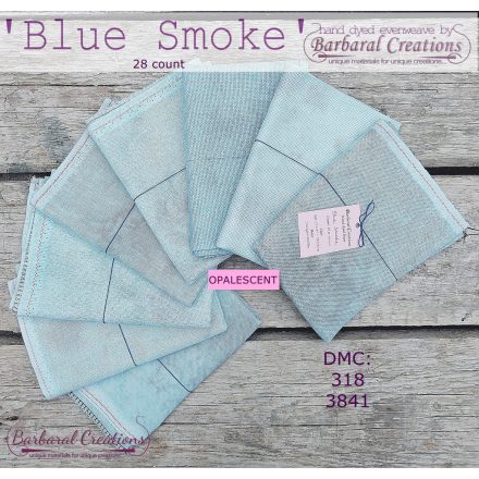 Hand dyed 28 count OPALESCENT evenweave - Blue Smoke fat quarter