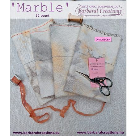 Hand dyed 32 count OPALESCENT evenweave - Marble 16,5x14,9 inch - 42x34 cm
