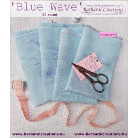   Hand dyed 32 count OPALESCENT evenweave - Blue Wavw 16,5x14,9 inch - 42x34 cm
