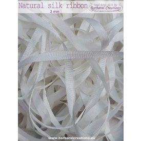 Natural pure silk ribbon, 2 mm wide 