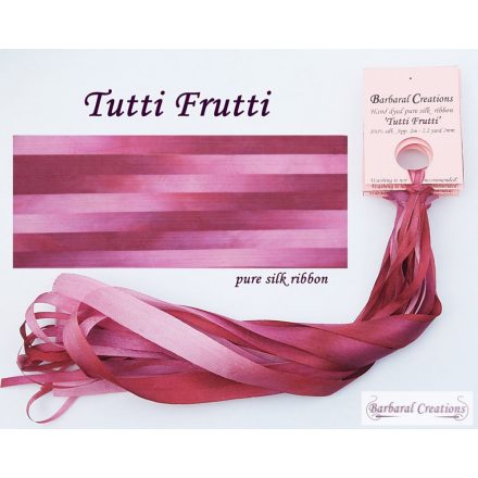 Hand dyed pure silk ribbon, 2 mm wide - Tutti Frutti