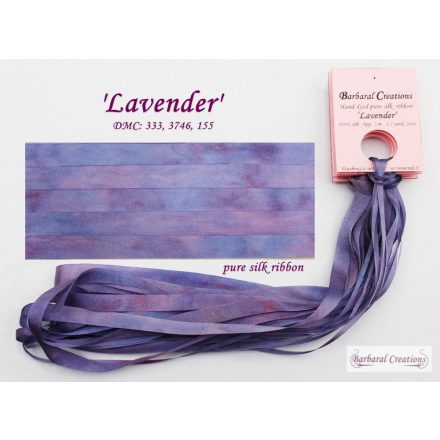 Hand dyed pure silk ribbon, 2 mm wide - Lavender