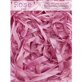 Hand dyed pure silk ribbon, 2 mm wide - Rose