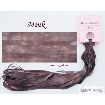 Hand dyed pure silk ribbon, 2 mm wide - Mink