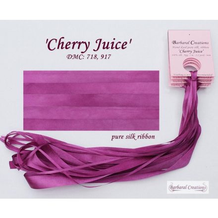 Hand dyed pure silk ribbon, 4 mm wide - Cherry Juice