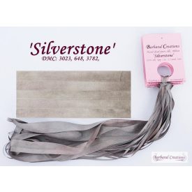 Hand dyed pure silk ribbon, 4 mm wide - Silverstone