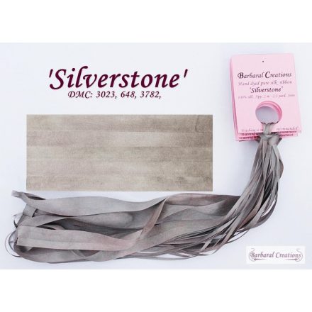 Hand dyed pure silk ribbon, 4 mm wide - Silverstone