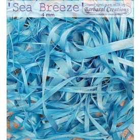 Hand dyed pure silk ribbon, 4 mm wide - Sea Breeze