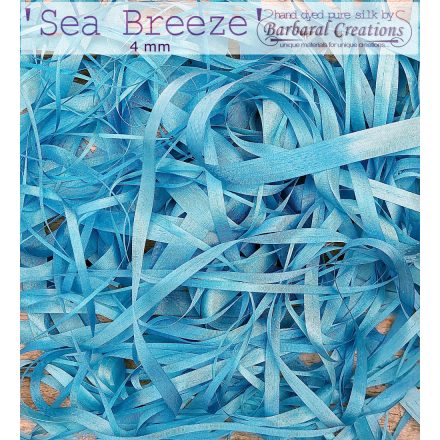 Hand dyed pure silk ribbon, 4 mm wide - Sea Breeze