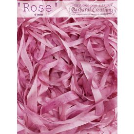 Hand dyed pure silk ribbon, 4 mm wide - Rose