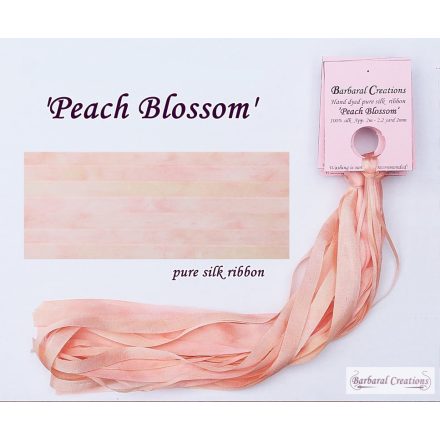 Hand dyed pure silk ribbon, 13 mm wide - Peach Blossom