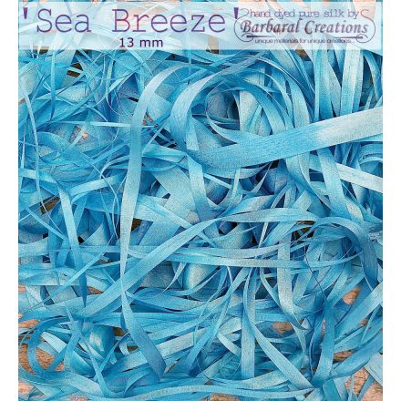 Hand dyed pure silk ribbon, 13 mm wide - Sea Breeze
