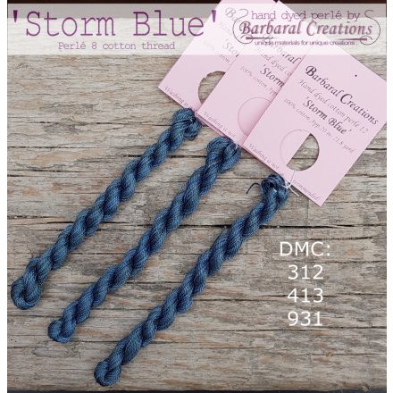 Hand dyed cotton perle 8 - Storm Blue