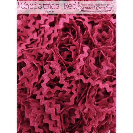Hand dyed cotton rick-rack, 8 mm wide - Christmas Red 2 yard - 2 m