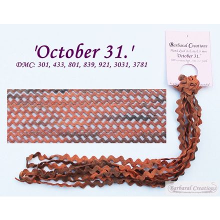 Hand dyed cotton rick-rack, 8 mm wide - October 31. 