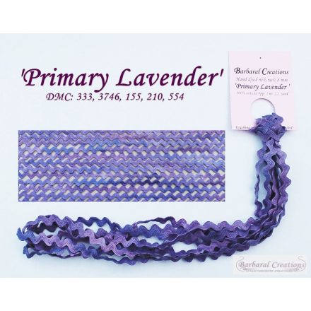 Hand dyed cotton rick-rack, 8 mm wide - Primary Lavender