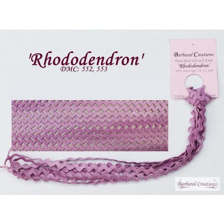 Hand dyed cotton rick-rack, 8 mm wide - Rhododendron