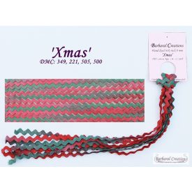 Hand dyed cotton rick-rack, 8 mm wide - Xmas