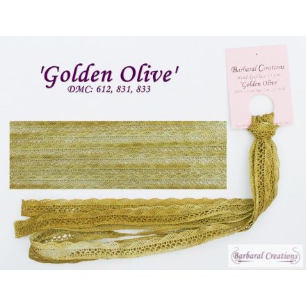Hand dyed cotton lace 11 mm wide - Golden Olive