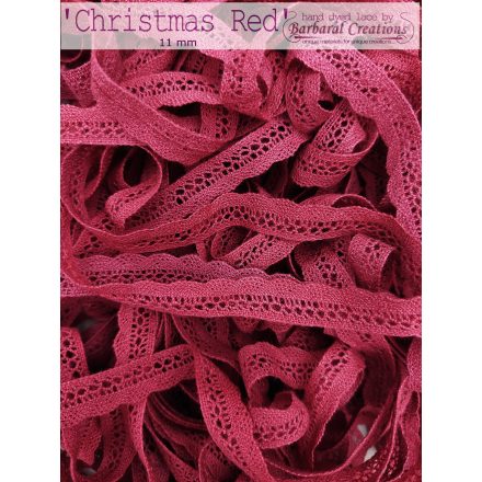 Hand dyed cotton lace 11 mm wide - Christmas Red 2 yard - 2 m
