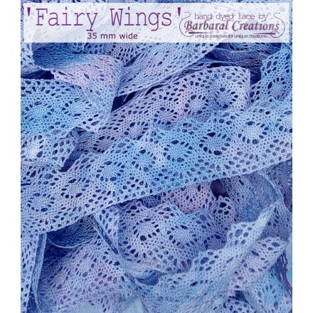 Hand dyed cotton lace edge 35 mm wide - Fairy Wings