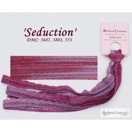 Hand dyed cotton lace 11 mm wide - Seduction